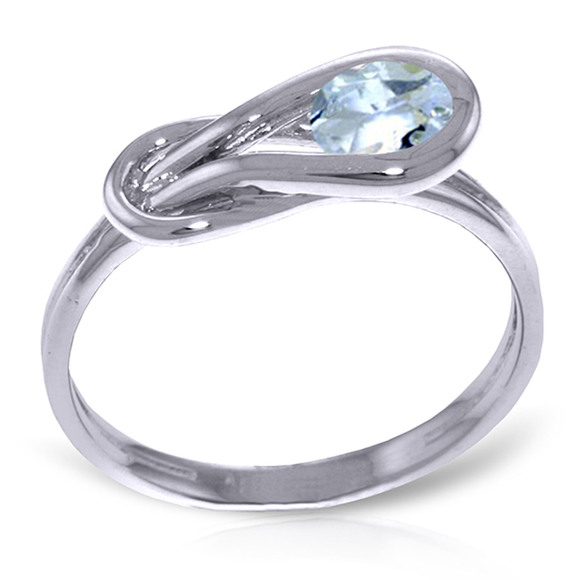 Galaxy Gold Products Jewelry - 14K. SOLID GOLD RING WITH NATURAL AQUAMARINE (White Gold)